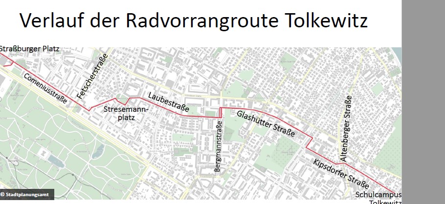 Radvorrangroute Ost: Arbeiten starten auf Laubestraße, Glashütter Straße und an der Kreuzung Glashütter Straße/Junghansstraße  Foto: Stadtplanungsamt