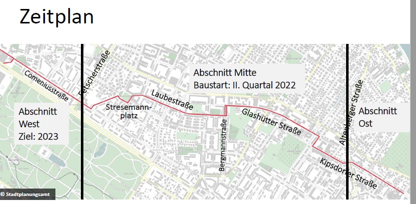 Radvorrangroute Ost: Arbeiten starten auf Laubestraße, Glashütter Straße und an der Kreuzung Glashütter Straße/Junghansstraße  Foto: Stadtplanungsamt