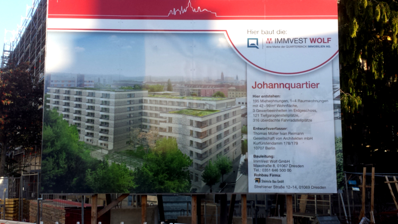 „Johannquartier“ in Dresden: QUARTERBACK Immobilien AG startet Bau von 200 Wohnungen in zentraler Lage ©MeiDresden.de /Frank Loose
