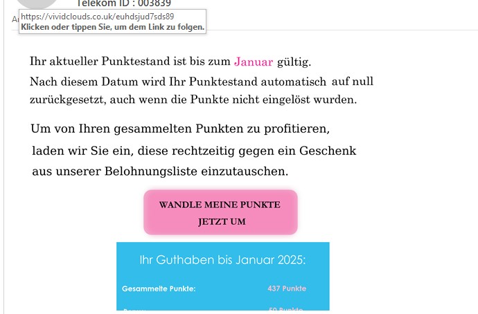  Bild: Screen der Betrugsmail