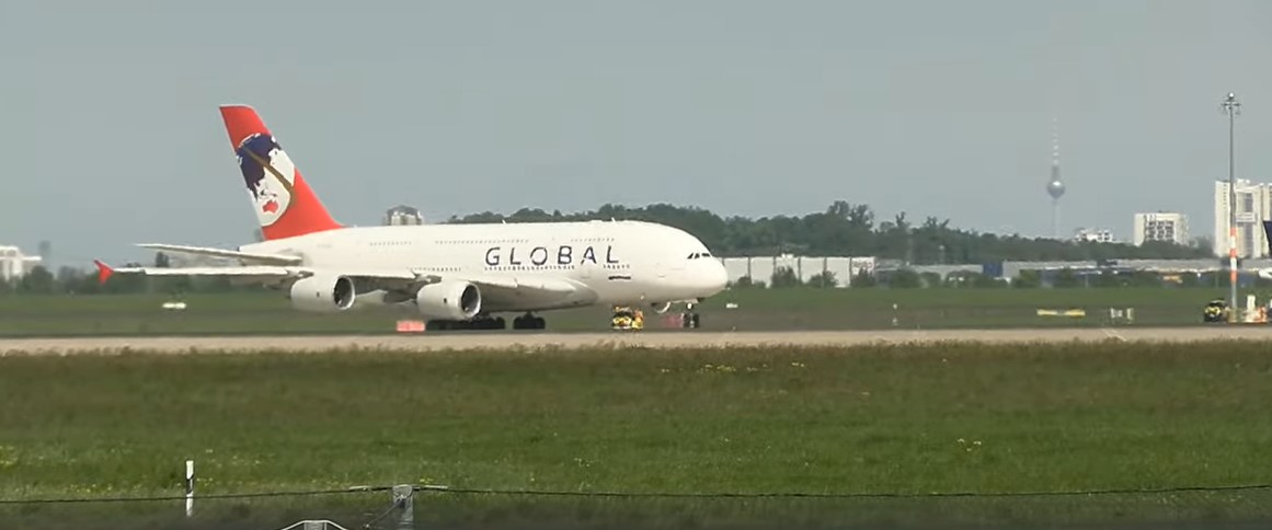 Start in Berlin des A380 von GLOBAL Screeshot © fluggesellschaft.de Mit freundlicher Genehmigung!