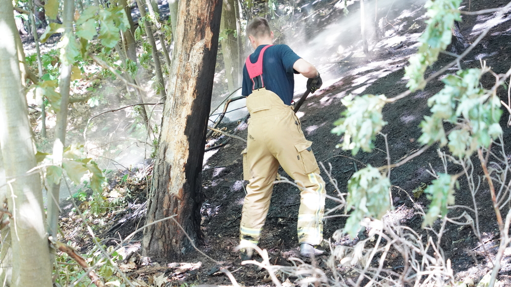 © Feuerwehr Dresden effektive Brandbekämfung mit Strahlrohr und Arbeitsgeräten