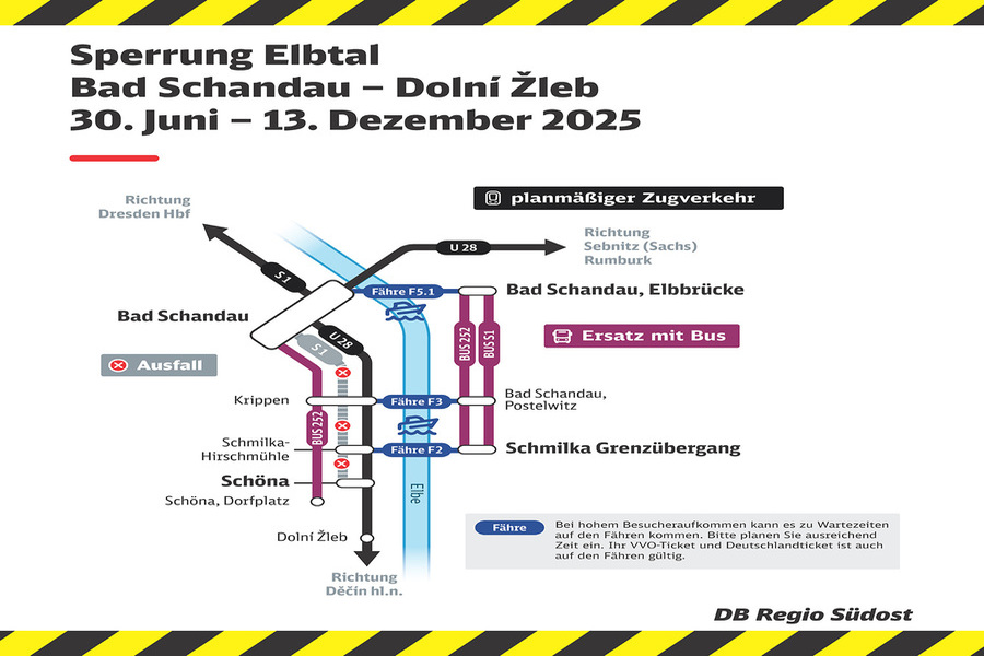 Baustelle 2025 Liniennetzplakat . VVO /DB