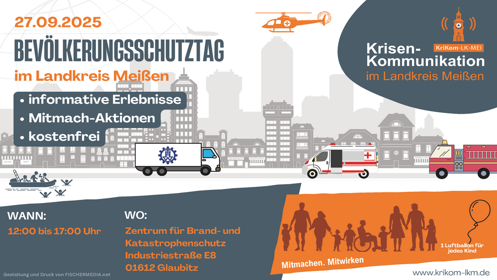  Infografik zum Bevölkerungsschutztag im Landkreis Meißen.  Bildquelle: Projekt KriKom-LK-MEI