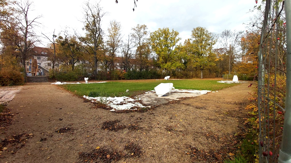 Der Toeplerpark im Stadtteil Tolkewitz wird seit Juni 2025 neu gestaltet,  Foto: MeiDresden.de
