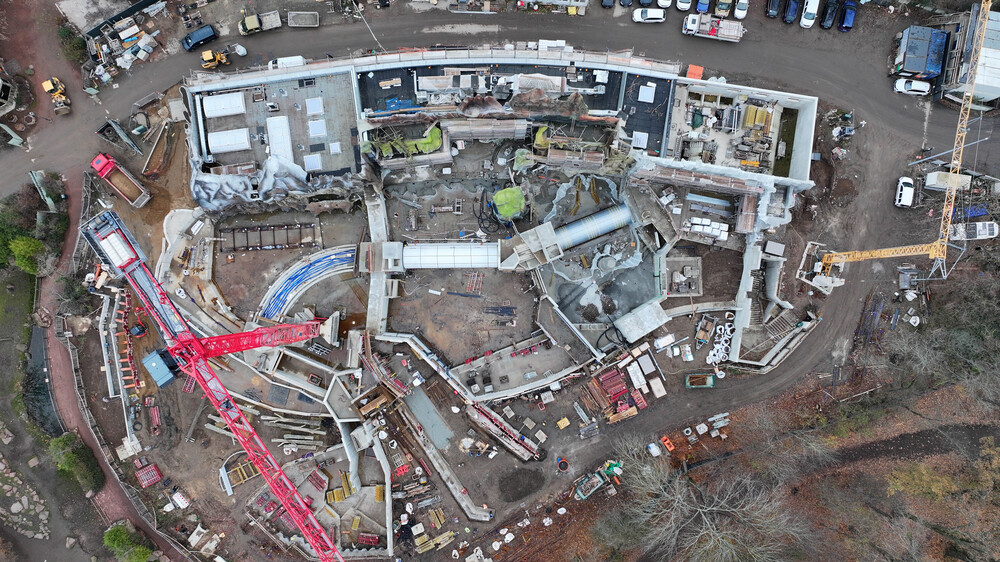 Die Arbeiten an der Erlebniswelt Feuerland für Seelöwen und Pinguine gehen voran .© Zoo Leipzig