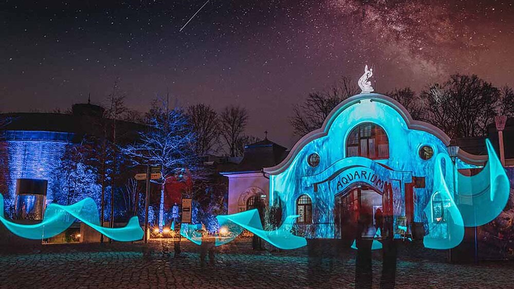 Fassadenprojektion auf dem Historischen Aquarium @Zoo Leipzig