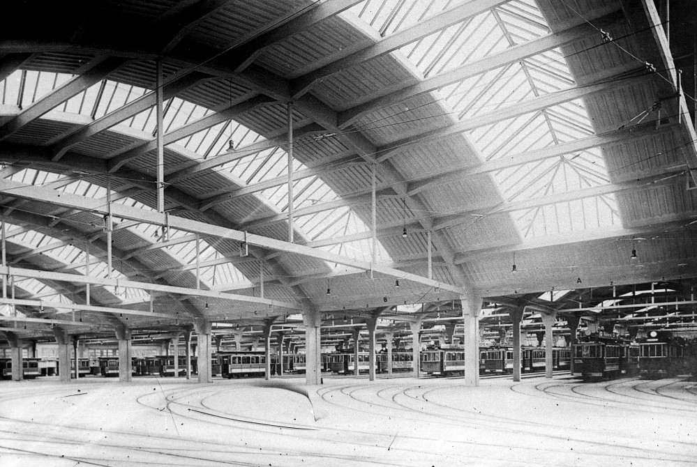 Abstellhallen Waltherstraße  Foto: DVB AG Archiv